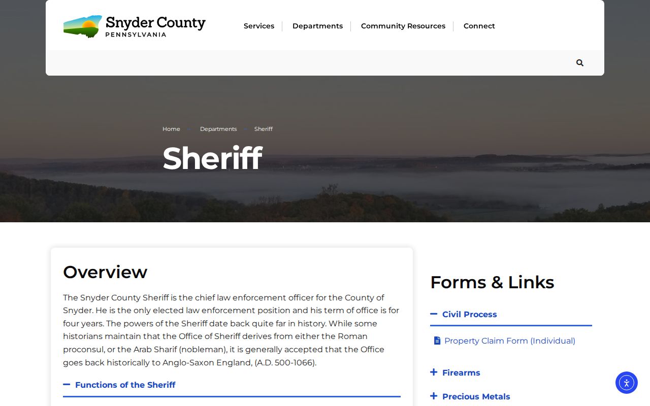 Snyder County booking record and sheriff official source